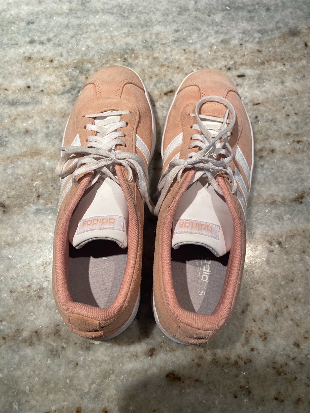 Adidas Women's Pink Suede Retro Sneakers with White Stripes